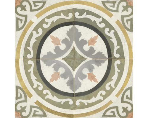 Carrelage sol et mur en grès-cérame FS Barna Gracia 45 cm x 45 cm x 0,95 cm Carreaux de sol décoratifs avec motif floral pour l''intérieur