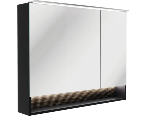 Armoire de toilette à LED FACKELMANN B.Paris lxhxp 90x71.8x15.6 cm noir-rigoletto chêne