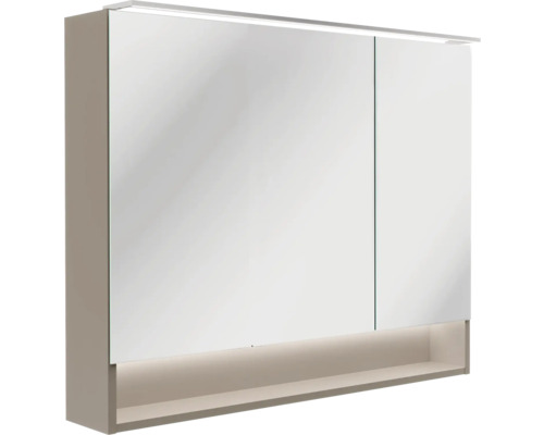 Armoire de toilette à LED FACKELMANN B.Paris lxhxp 90x71.8x15.6 cm cubanit gris Armoire de toilette à miroir avec éclairage et étagère