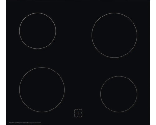 Plaque vitrocéramique avec quatre zones de cuisson