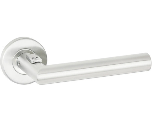 Hermat Paire de poussoirs Basic 02 Fastlock sur rosace haute ronde tirant gauche acier inoxydable mat