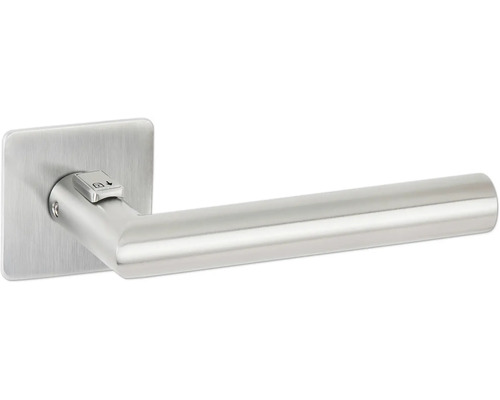 Hermat Paire de poignées Basic 02 Fastlock sur rosace plate carrée DIN gauche inox mat