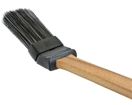 Gebogener Heizkörperpinsel mit Holzgriff und Borsten