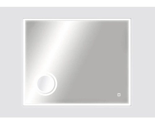 Rechteckiger Spiegel mit umlaufender Beleuchtung und Touch-Schalter