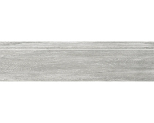 Carrelage de marches en grès cérame fin MIRAVA BERGEN grey 29.5x120x0.9 cm