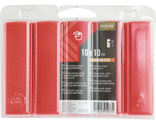 Ensemble de rouleaux à peinture Hornbach Premium avec quatre rouleaux en mousse de 10 x 10 centimètres dans un emballage transparent