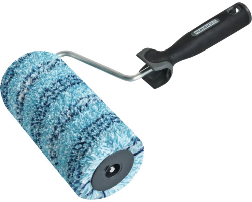 Rouleau à peinture à manche souple HORNBACH pour murs rugueux 18 cm Rouleau de peinture avec motif bleu et poignée noire