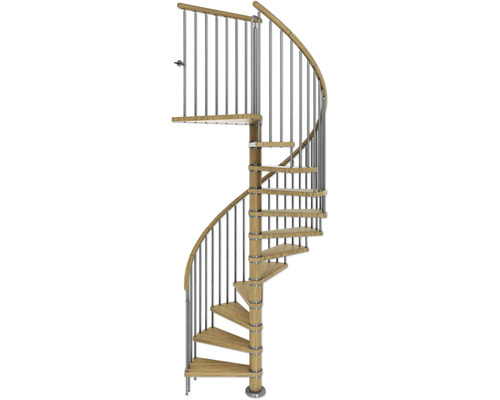 Holztreppe mit Stahlgeländer