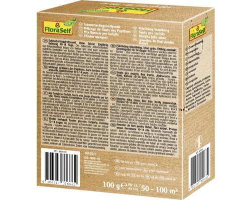 FloraSelf Mélange de fleurs pour papillons Sachet de graines pour 50 à 100 mètres carrés