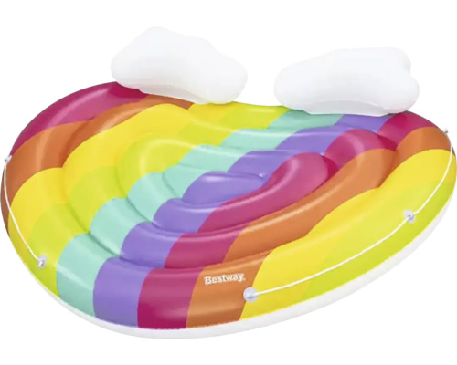 Matelas pneumatique gonflable avec motif arc-en-ciel et appuie-tête