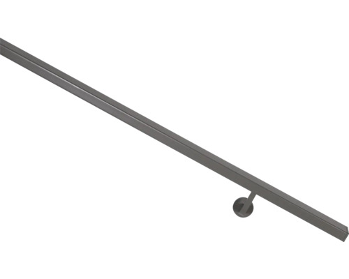 Main courante Pertura alu carrée RAL 7039 gris quartz 60x25x2000 mm Rampe d''escalier métallique avec support pour montage mural