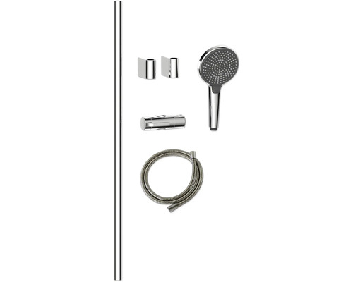 Barre de douche avec douchette à main, flexible de douche et supports