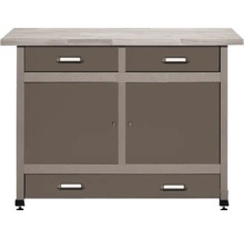 Werkbank mit Schubladen und abschließbaren Türen für die Werkstatt