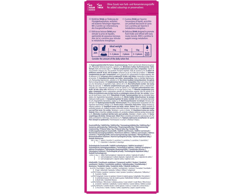 Informations sur les ingrédients et recommandations alimentaires pour boisson pour chat