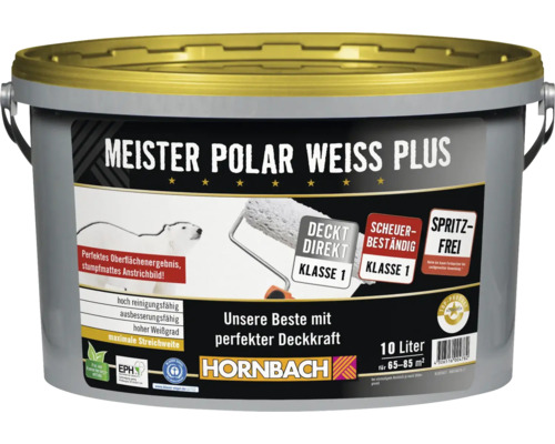 Peinture murale HORNBACH Meister blanc polaire Plus sans éclaboussures sans conservateur blanc 10 l