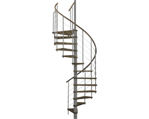 Pertura Spindeltreppe Skaia Buche massiv Ø 120 cm Grau 12 Stufen 13 Steigungen