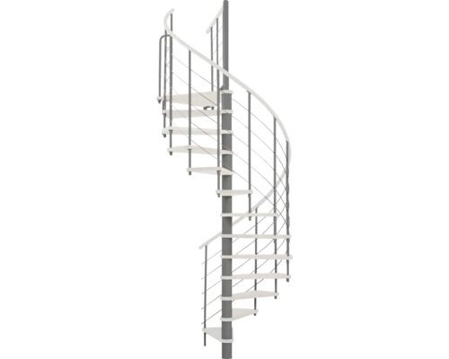 Escalier en colimaçon Pertura Skaia hêtre massif Ø 120 cm blanc 12 marches 13 pas de marche