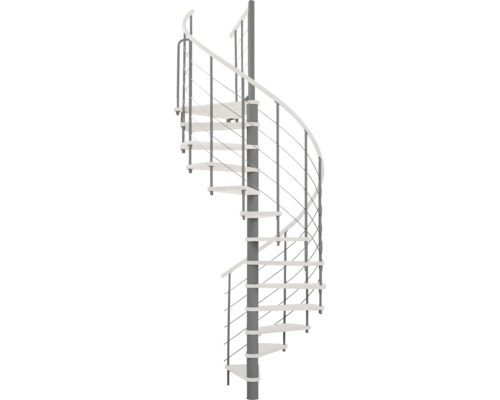 Pertura Spindeltreppe Skaia Buche massiv Ø 140 cm Weiss 12 Stufen 13 Steigungen