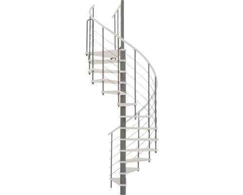 Escalier en colimaçon Pertura Skaia hêtre massif Ø 160 cm blanc 12 marches 13 pas de marche