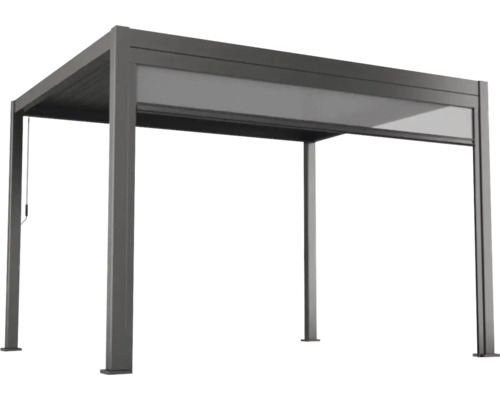 Pergola grise en aluminium avec toit à lamelles