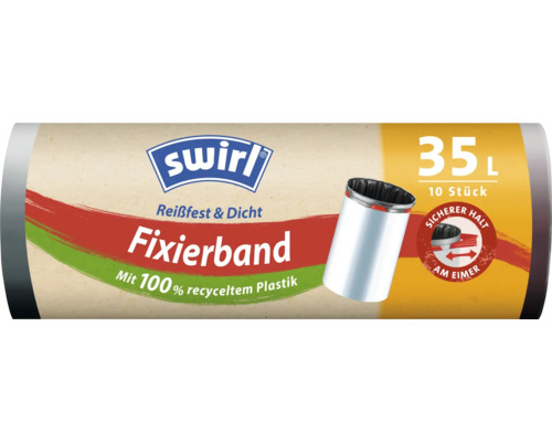 Swirl Müllbeutel mit Fixierband, 35 Liter, 10 Stück