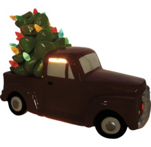 Figurine décorative de camion avec sapin de Noël et lumières