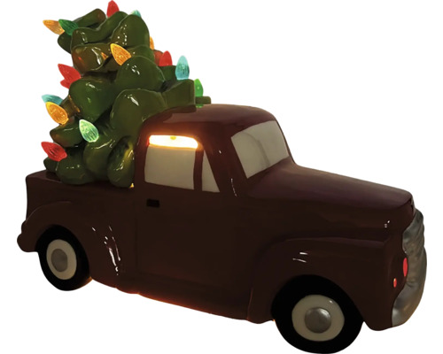 Figurine décorative de camion avec sapin de Noël et lumières