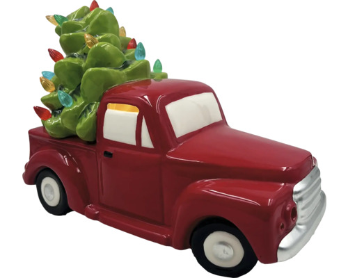 Figurine décorative de pick-up rouge avec sapin de Noël sur la plate-forme