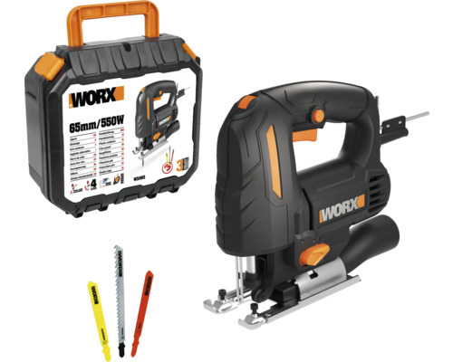 Worx Scie sauteuse pendulaire 550W WX463, avec coffret et accessoires