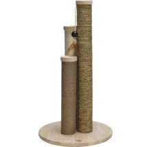 Arbre à chat avec trois poteaux à gratter et jouets