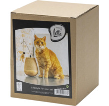 Emballage en carton avec illustration d''un jouet pour chat et d''un chat