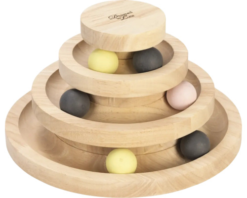 Designed by Lotte tour de jeux Mia Jouet en bois pour chat avec trois niveaux et balles