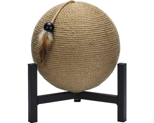 Designed by Lotte balle à gratter Tyra Balle à gratter pour chat avec plume sur un cadre métallique