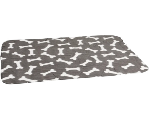 Couverture pour chien Karlie couverture laine polaire os gris env. 100 x 70 cm Couverture grise pour chien avec motif d''os
