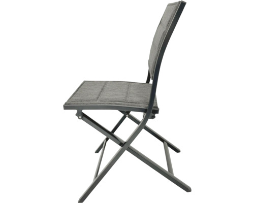 Chaise de jardin pliante avec revêtement en textile.