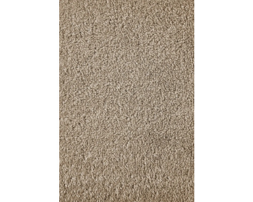 Spannteppich Velours Ines cappuccino FB90 400 cm breit (Meterware) Nahaufnahme eines beigen Teppichs