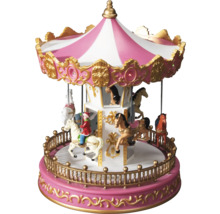 Dekorative Spieluhr mit Karussell-Design und Pferdefiguren.