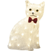 Dekorative Katzenfigur mit Schleife, beleuchtet