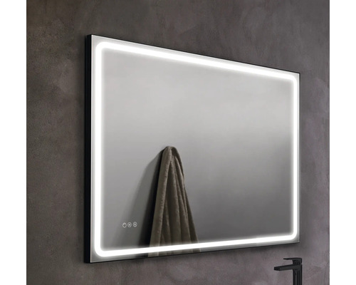 Miroir rectangulaire avec éclairage LED et serviette