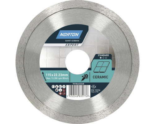 Disque à tronçonner Norton Expert pour céramique, 115 x 22,23 mm