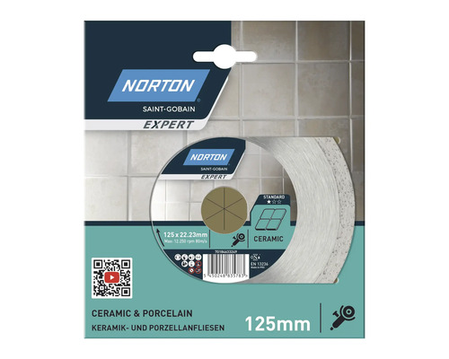 Norton Expert disque à tronçonner pour céramique et porcelaine, 125 millimètres