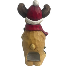 Dekorative Elchfigur mit Mütze und Schal, geeignet als Teelichthalter