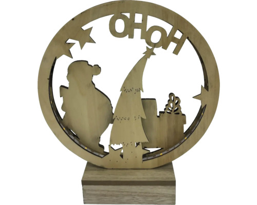 Lampe décorative en bois avec Père Noël, sapin de Noël, cadeaux et l''inscription ''OHOH''.