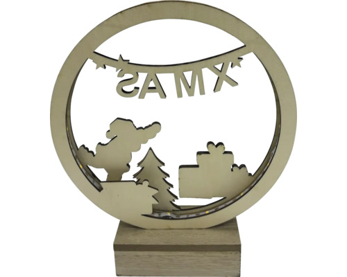 Décoration de Noël lumineuse avec Père Noël, sapin et cadeaux