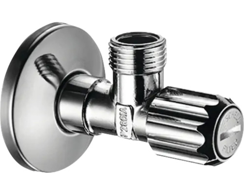 Robinet d'équerre hansgrohe avec filtre à saletés chrome brillant 13904000 Robinet d’arrêt d’équerre avec rosace et poignée