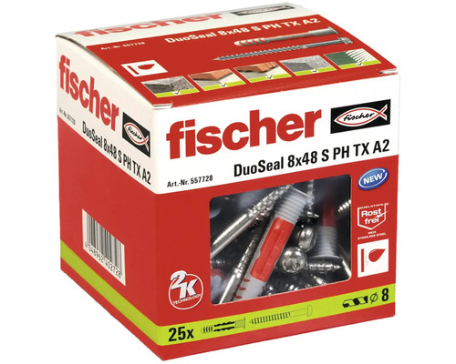 Fischer Dübel DuoSeal 8x48 mit Schrauben, 25 Stück in Verpackung