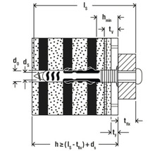 Schéma d''une fixation d''ancrage avec des dimensions