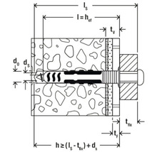 Dessin technique d''une fixation d''ancrage avec dimensions