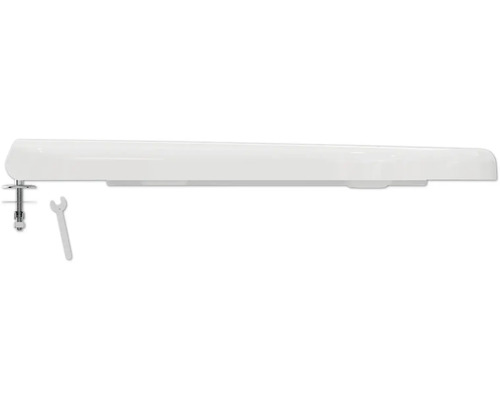 Weisser Toilettendeckel mit Befestigungsmaterial und Schraubenschlüssel