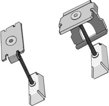 Zwei Metalldachziegelhalter mit Schraube.